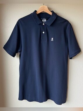 Psycho Bunny Polo Men’s Size L (6) Navy Blue 100% Pima Cotton Preppy Club Golf
